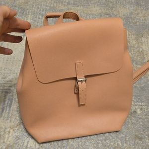 Elegant Pinkish Tan Faux Leather Backpack